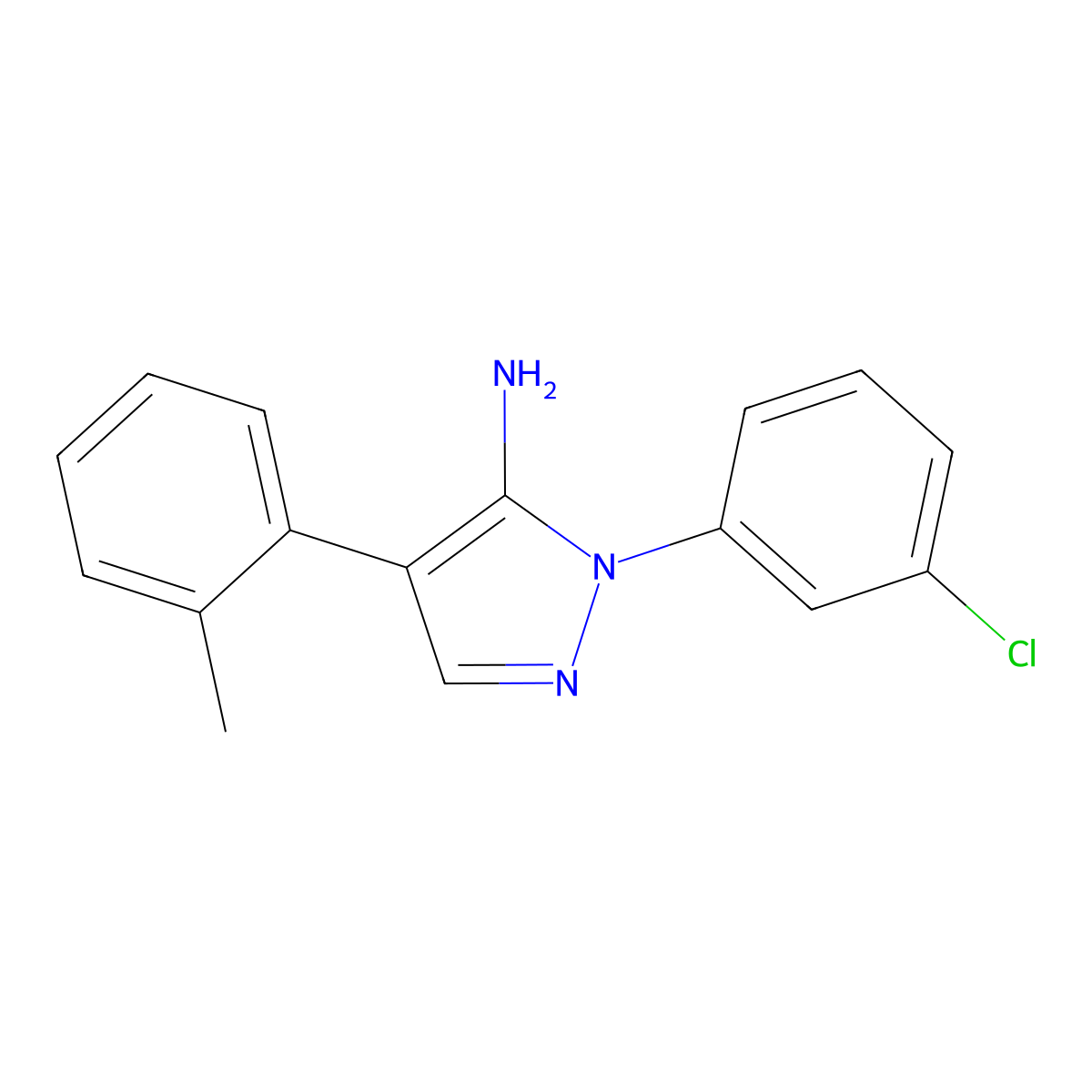 1-(3-chlorophenyl)-4-(2-methylphenyl)-1H-pyrazol-5-amine molecular structure, CAS 324009-02-1
