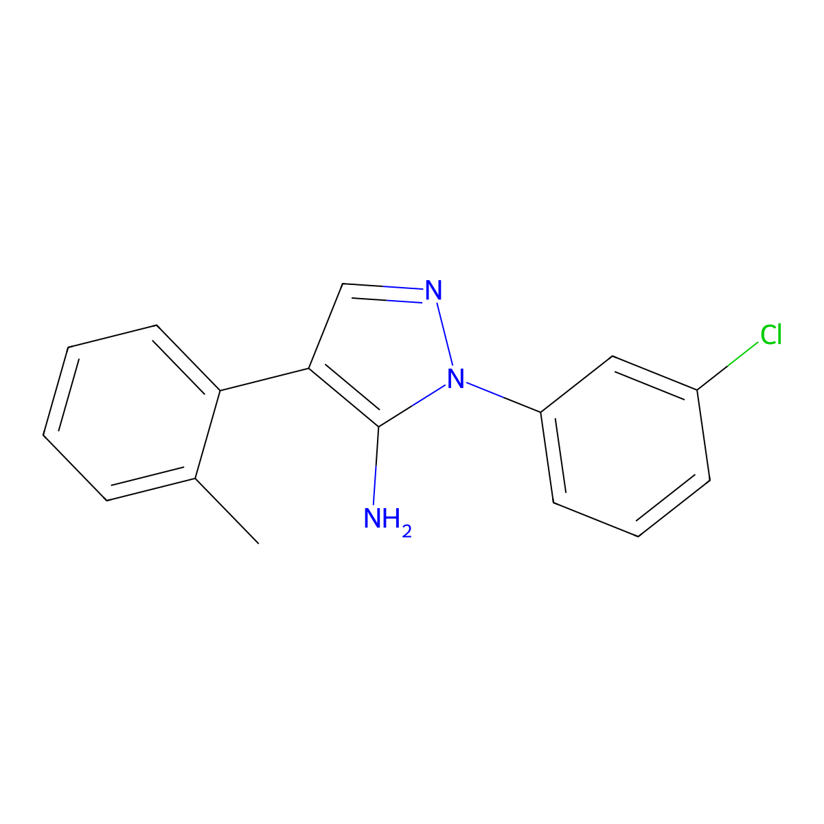 1-(3-chlorophenyl)-4-(2-methylphenyl)-1H-pyrazol-5-amine molecular structure, CAS 324009-02-1
