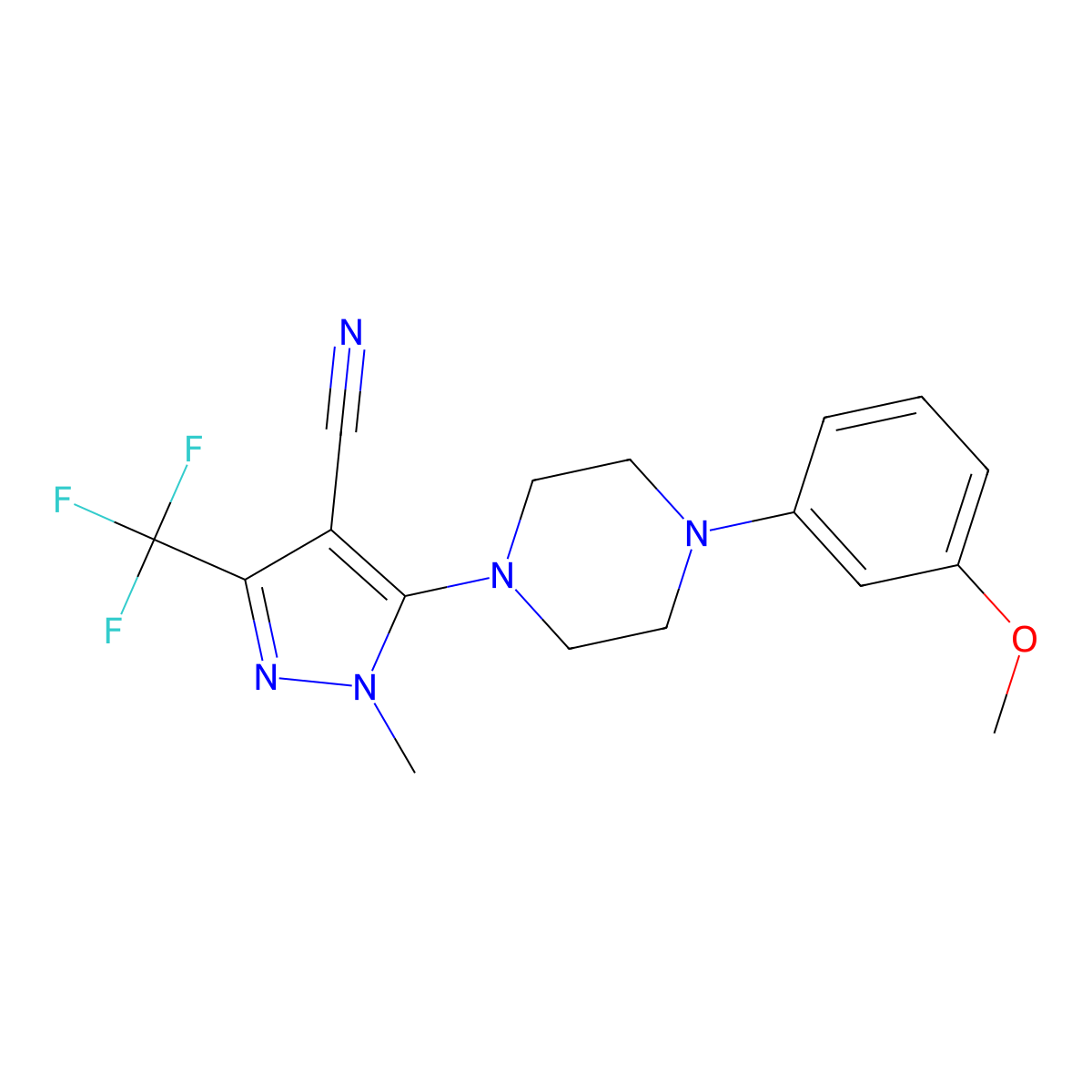 5-[4-(3-methoxyphenyl)piperazino]-1-methyl-3-(trifluoromethyl)-1H-pyrazole-4-carbonitrile molecular structure, CAS 324009-10-1