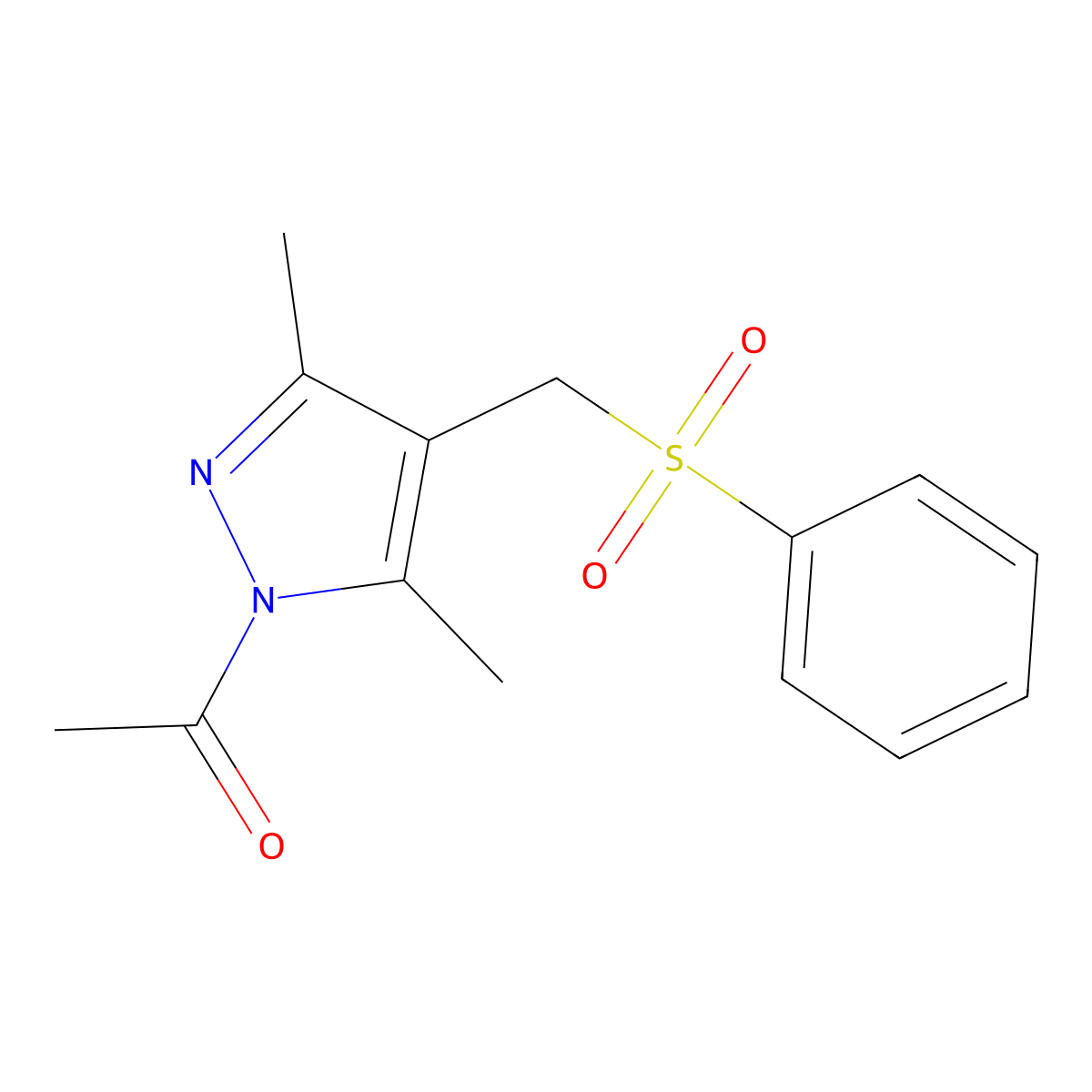 1-{3,5-dimethyl-4-[(phenylsulfonyl)methyl]-1H-pyrazol-1-yl}-1-ethanone molecular structure, CAS 324009-25-8