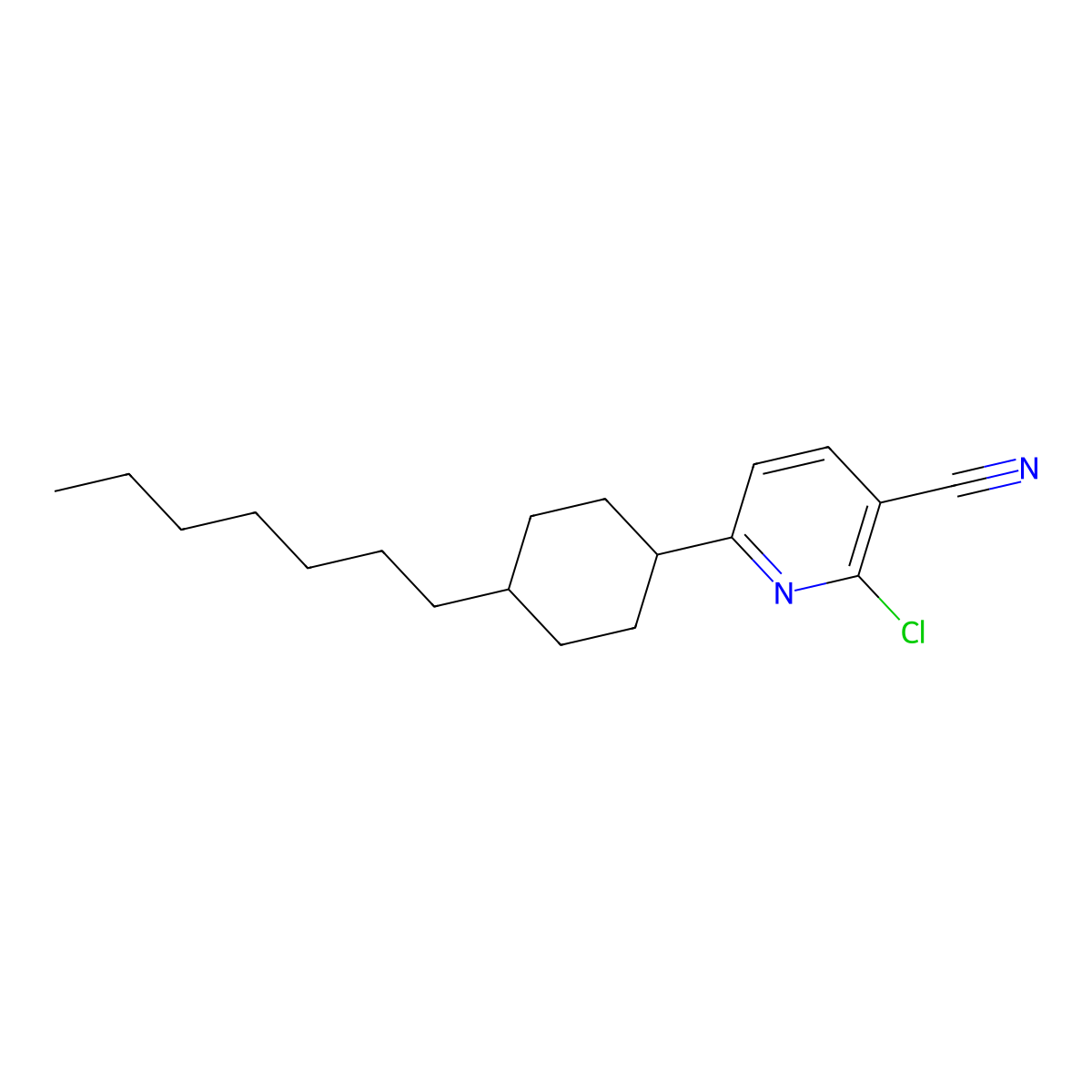 2-Chloro-6-(4-heptylcyclohexyl)pyridine-3-carbonitrile molecular structure, CAS 324009-37-2