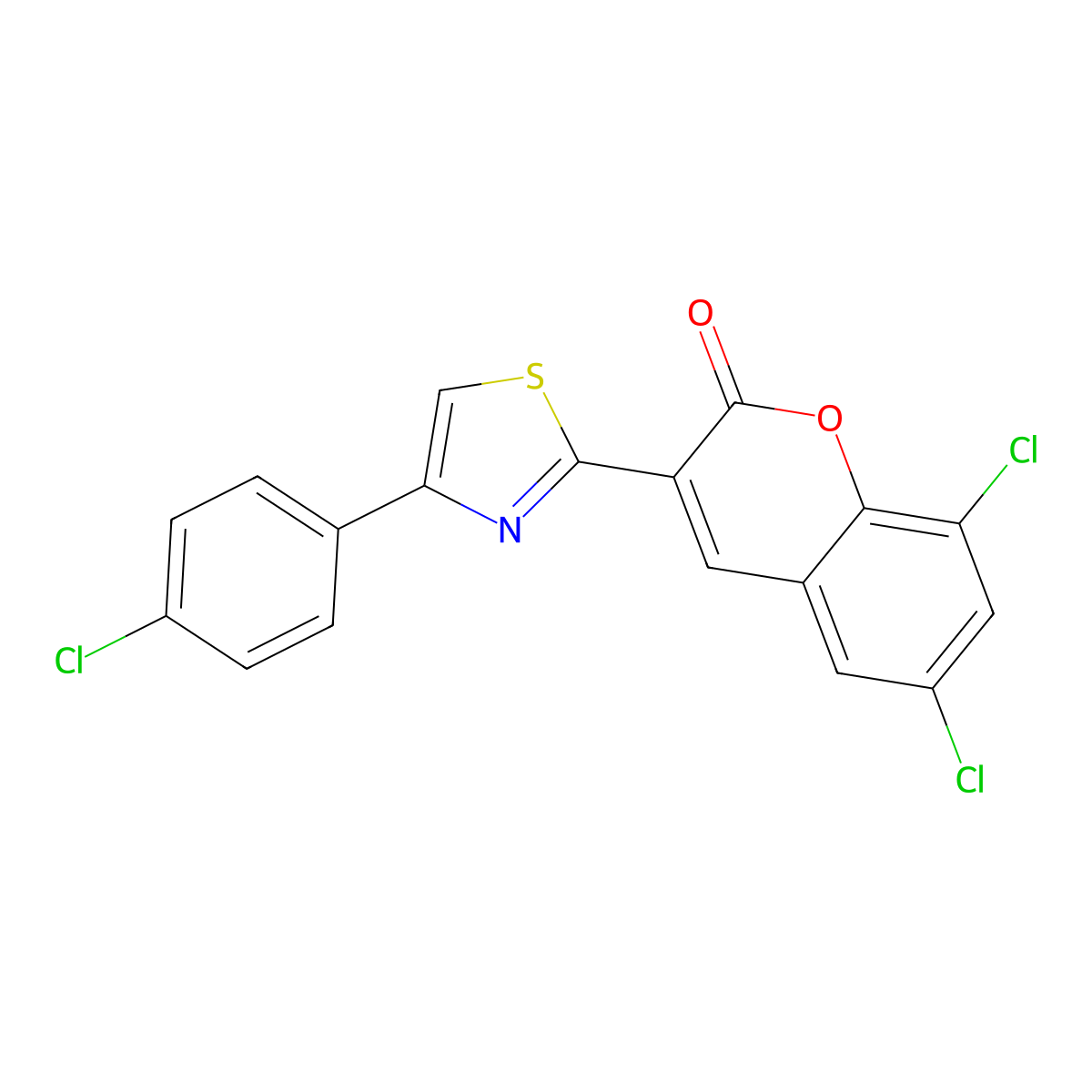 6,8-Dichloro-3-[4-(4-chlorophenyl)-1,3-thiazol-2-yl]chromen-2-one molecular structure, CAS 324010-06-2