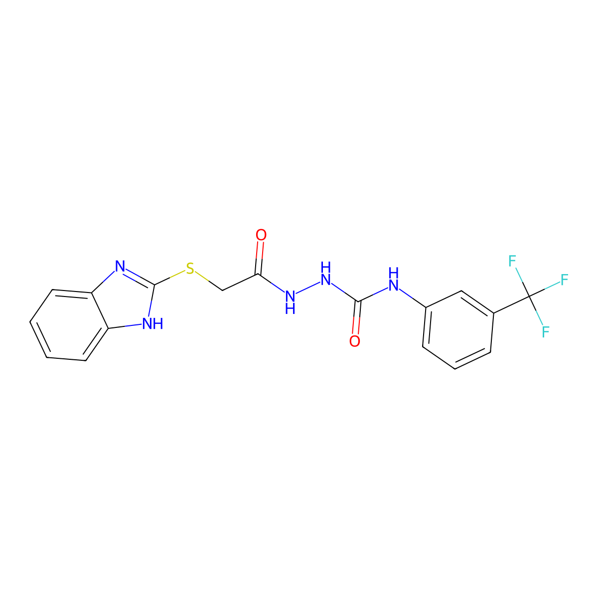 1-[[2-(1H-benzimidazol-2-ylsulfanyl)acetyl]amino]-3-[3-(trifluoromethyl)phenyl]urea molecular structure, CAS 324016-17-3