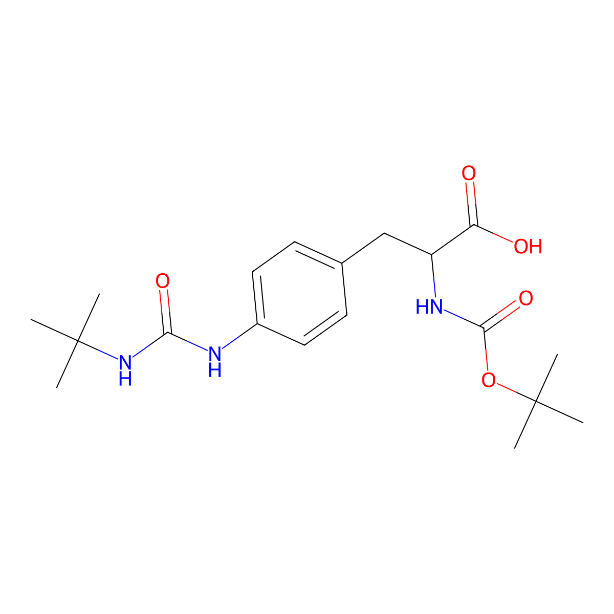 (R)-2-((tert-Butoxycarbonyl)amino)-3-(4-(3-(tert-butyl)ureido)phenyl)propanoic acid molecular structure, CAS 324017-19-8