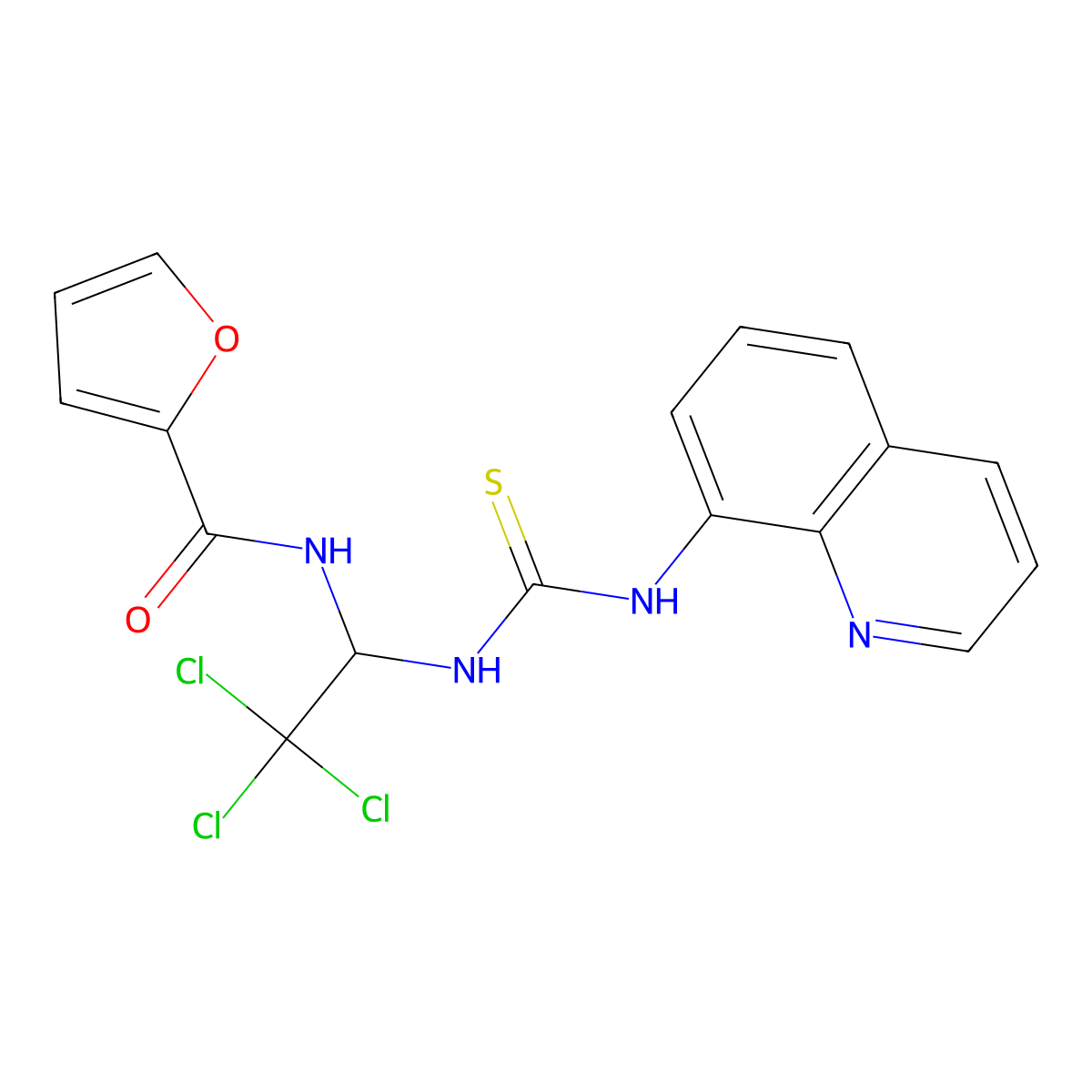 N-[2,2,2-trichloro-1-(quinolin-8-ylcarbamothioylamino)ethyl]furan-2-carboxamide molecular structure, CAS 324017-57-4