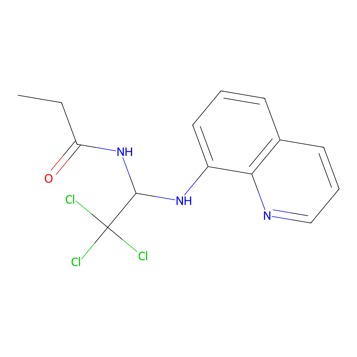 N-[2,2,2-trichloro-1-(quinolin-8-ylamino)ethyl]propanamide molecular structure, CAS 324017-91-6