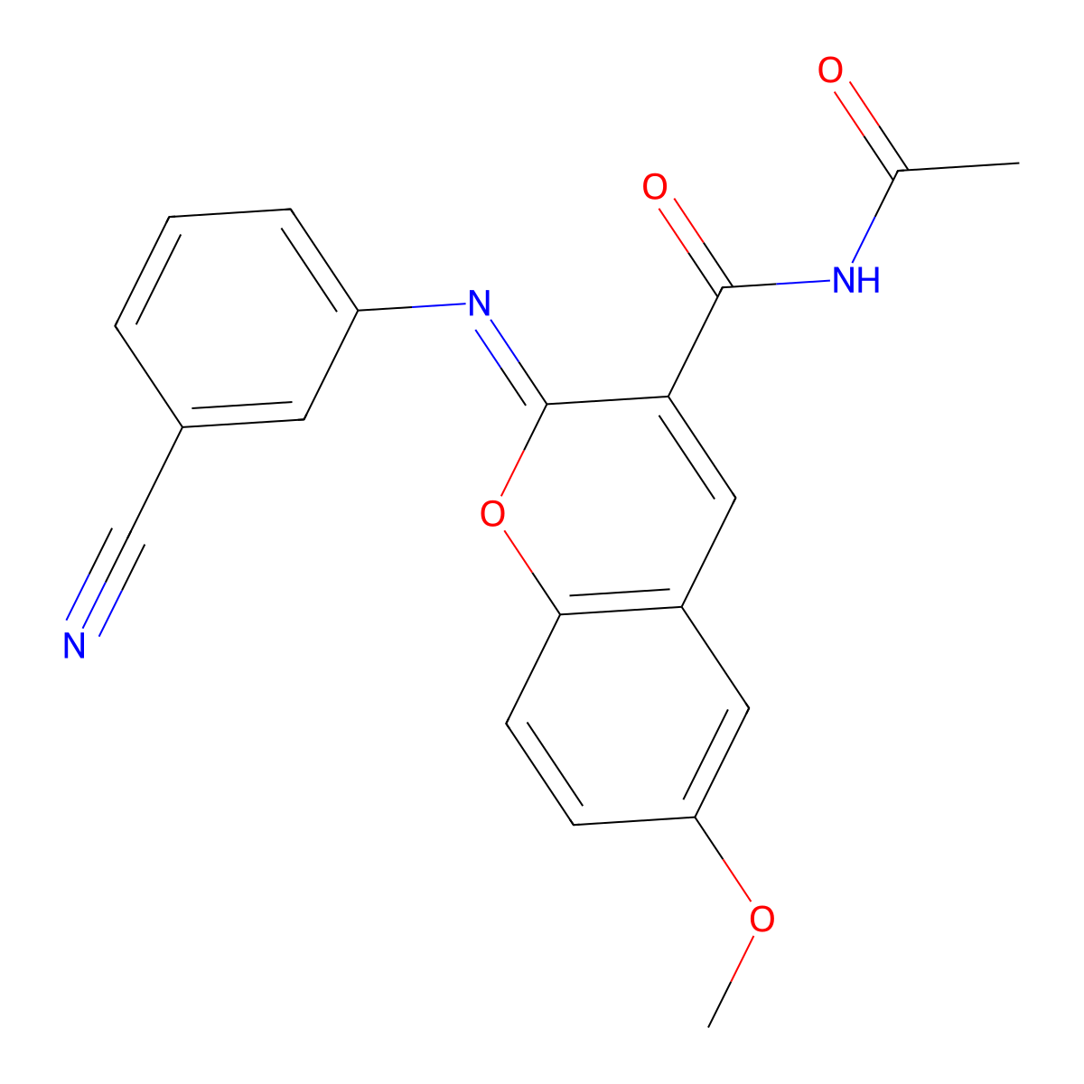 (2Z)-N-acetyl-2-[(3-cyanophenyl)imino]-6-methoxy-2H-chromene-3-carboxamide molecular structure, CAS 324020-31-7