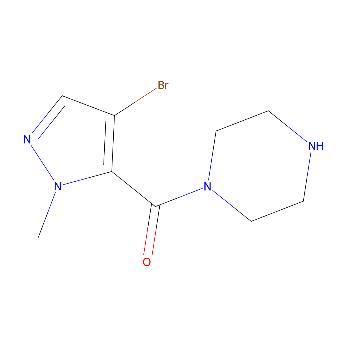 (4-Bromo-2-methylpyrazol-3-yl)-piperazin-1-ylmethanone molecular structure, CAS 324021-82-1