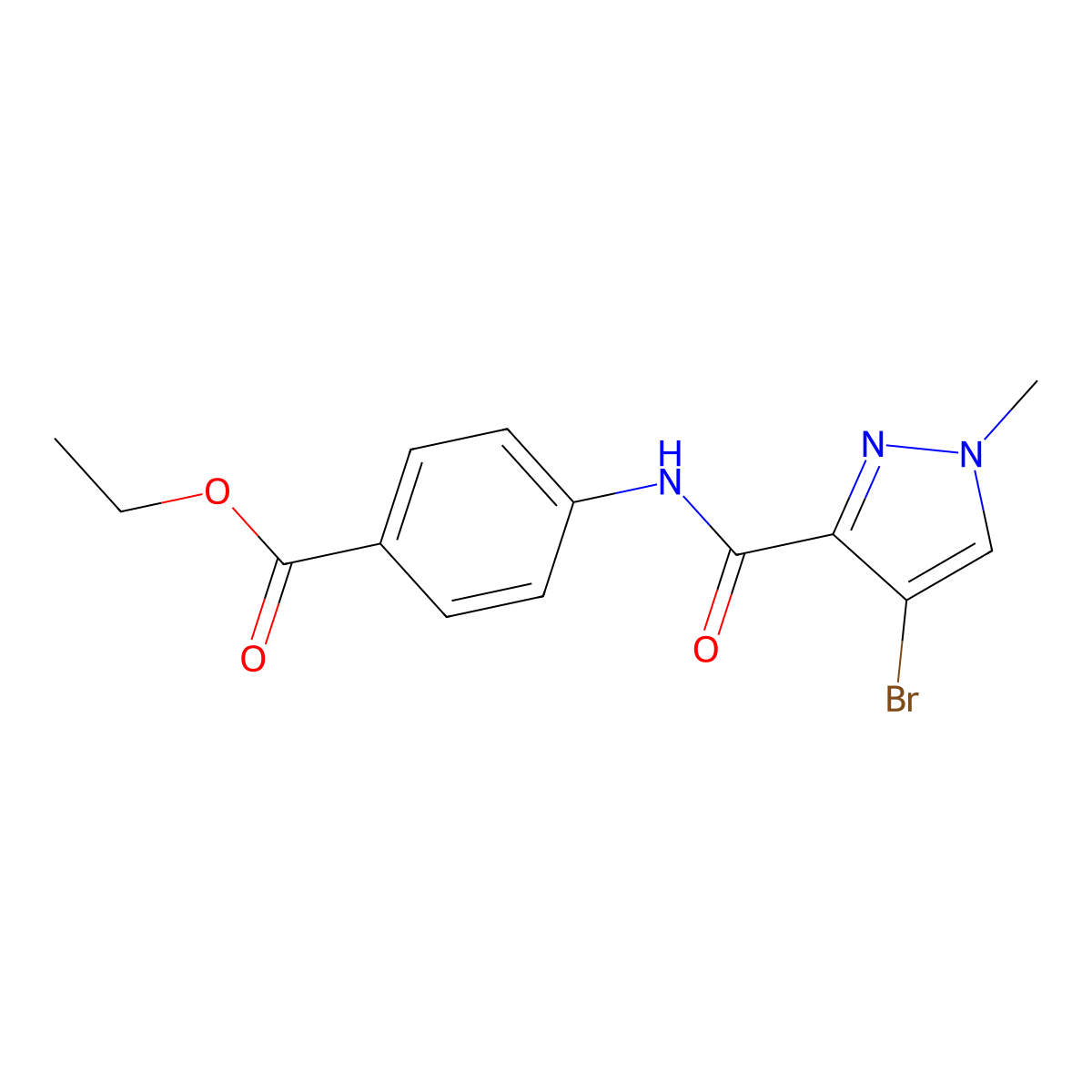 ethyl 4-{[(4-bromo-1-methyl-1H-pyrazol-3-yl)carbonyl]amino}benzoate molecular structure, CAS 324021-85-4