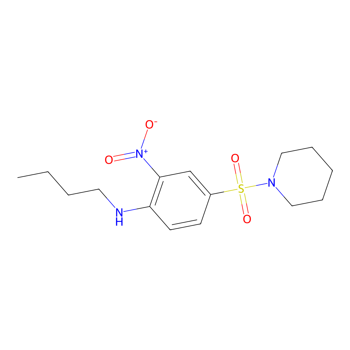N-butyl-2-nitro-4-(piperidin-1-ylsulfonyl)aniline molecular structure, CAS 324035-94-1