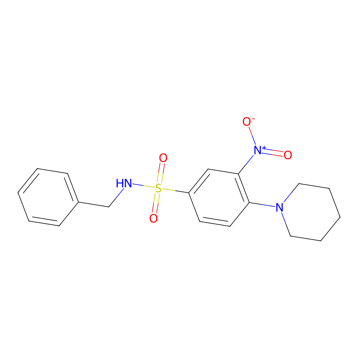 N-benzyl-3-nitro-4-piperidin-1-ylbenzenesulfonamide molecular structure, CAS 324035-95-2