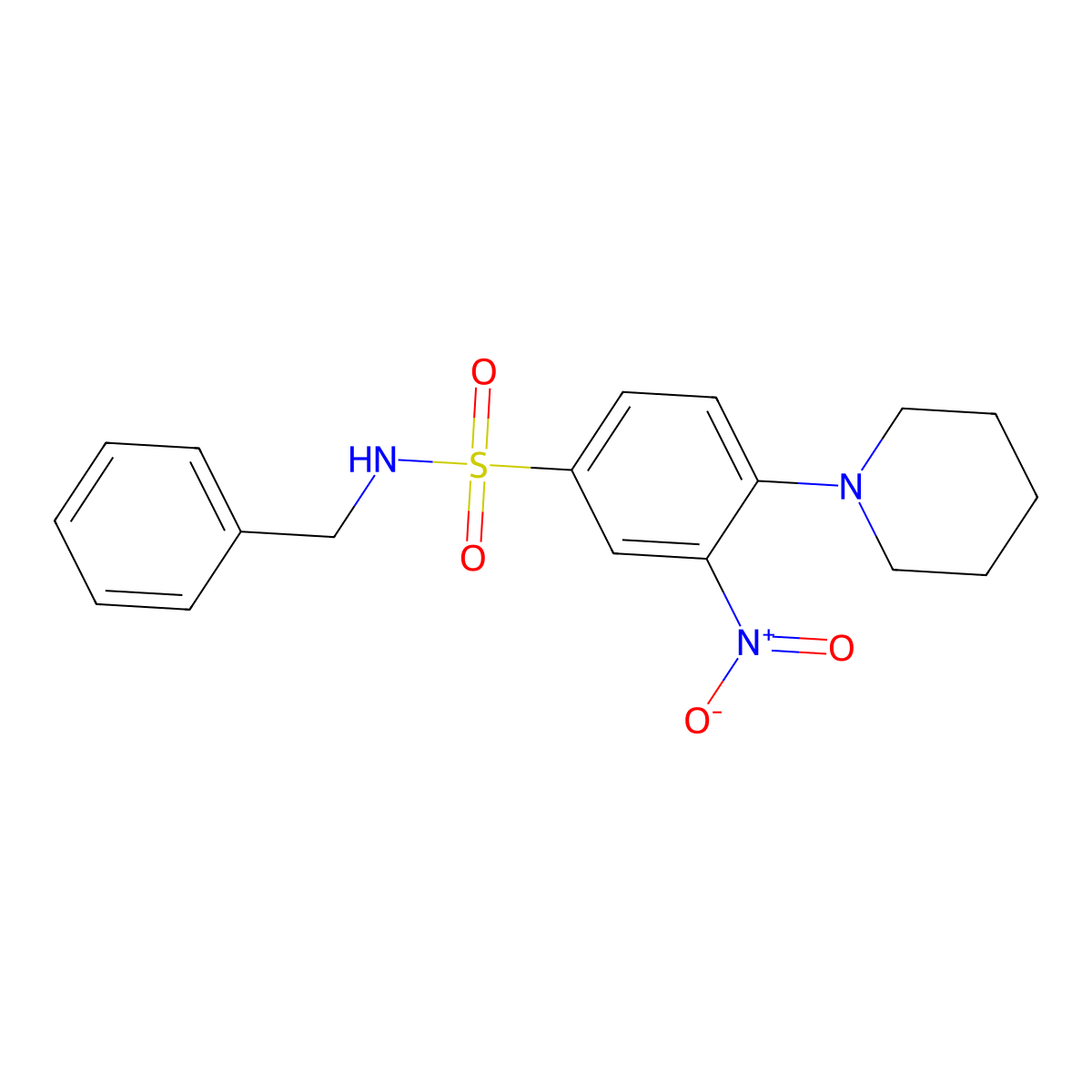 N-benzyl-3-nitro-4-piperidin-1-ylbenzenesulfonamide molecular structure, CAS 324035-95-2