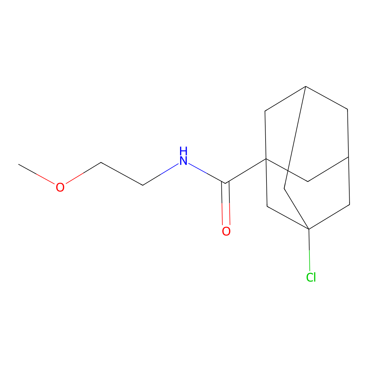 (3-chloroadamantanyl)-N-(2-methoxyethyl)carboxamide molecular structure, CAS 324036-86-4