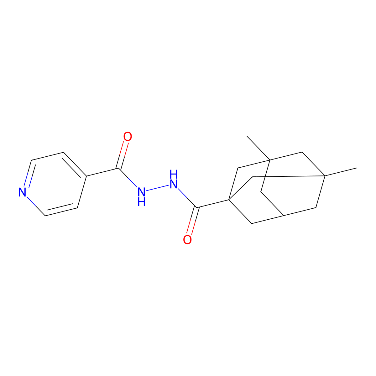 N'-(3,5-dimethyladamantane-1-carbonyl)pyridine-4-carbohydrazide molecular structure, CAS 324036-90-0
