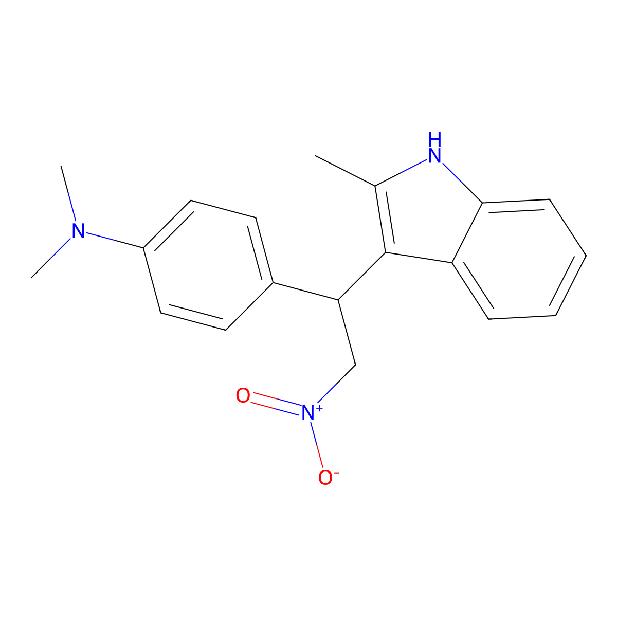 N,N-dimethyl-4-[1-(2-methyl-1H-indol-3-yl)-2-nitroethyl]aniline molecular structure, CAS 324039-53-4