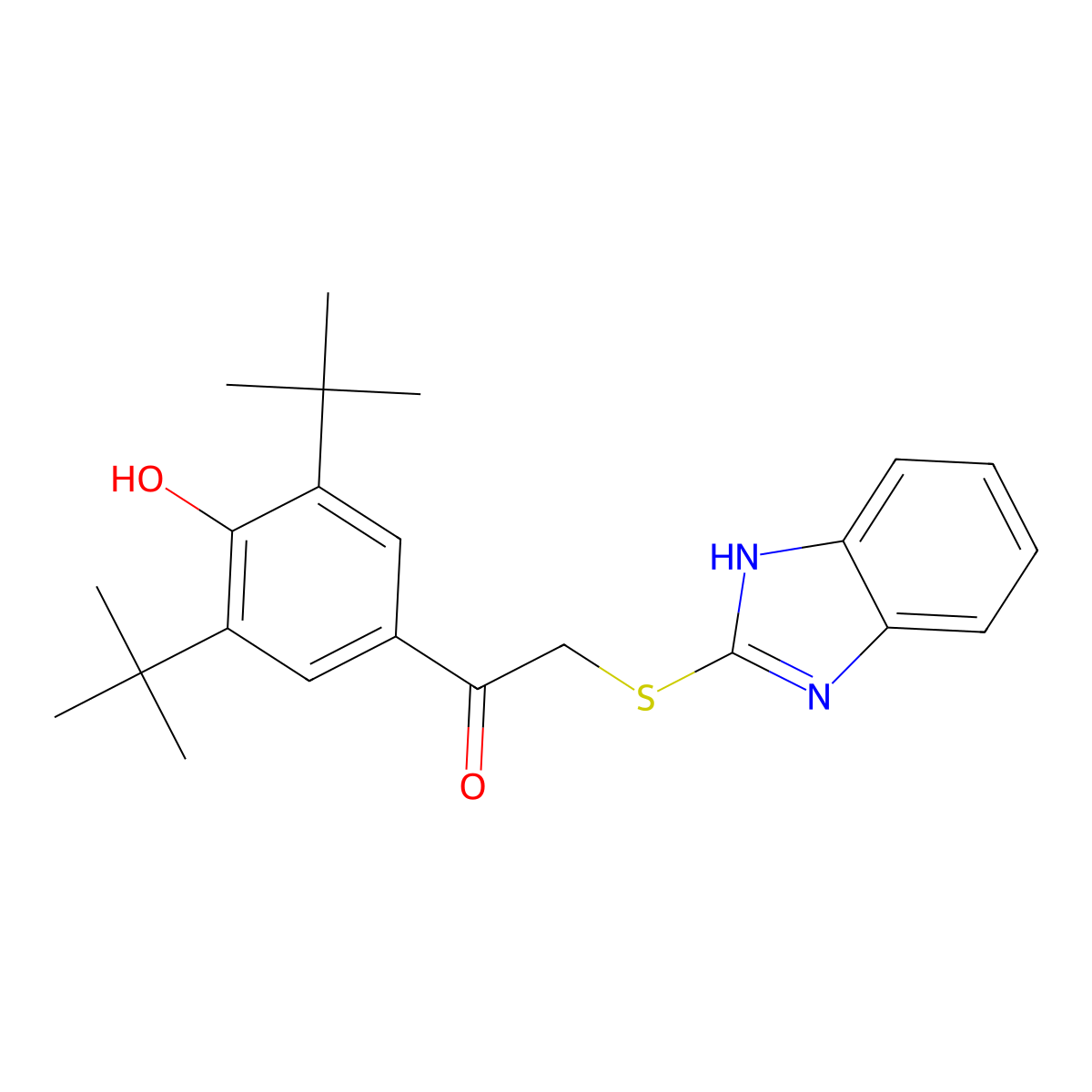 2-(1H-benzimidazol-2-ylsulfanyl)-1-(3,5-ditert-butyl-4-hydroxyphenyl)ethanone molecular structure, CAS 324039-79-4