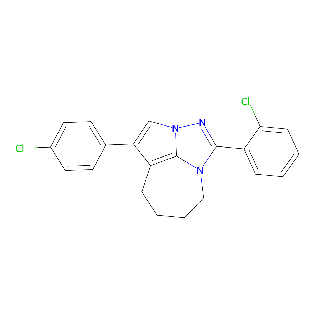 4-(2-Chlorophenyl)-1-(4-chlorophenyl)-5,6,7,8-tetrahydro-2a,3,4a-triazacyclopenta[cd]azulene molecular structure, CAS 324039-82-9