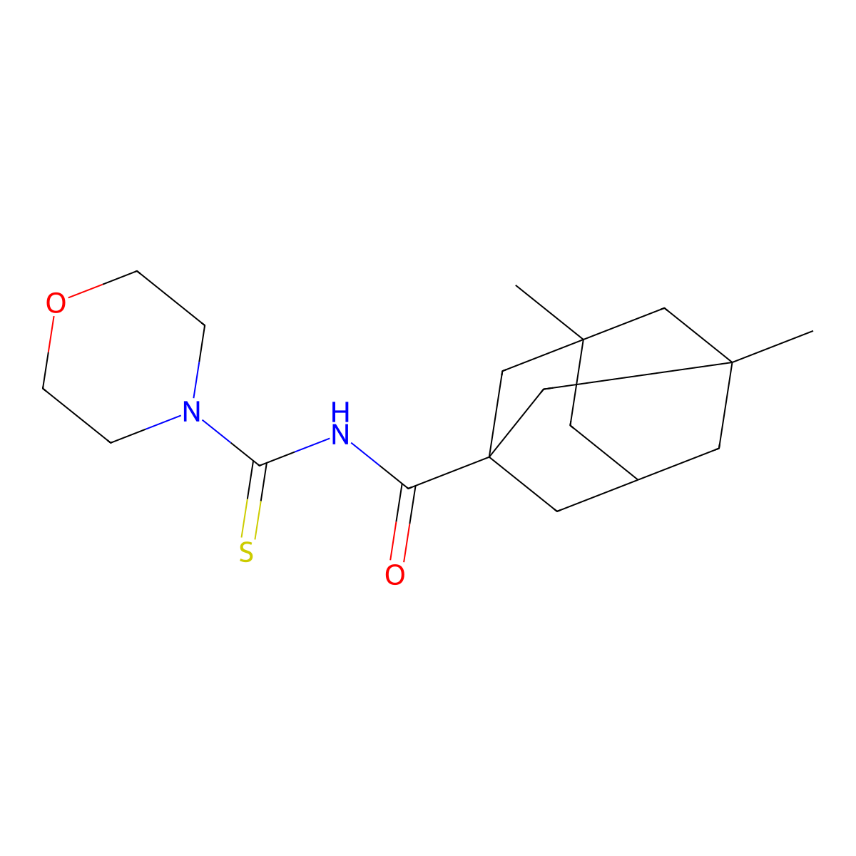3,5-dimethyl-N-(morpholine-4-carbothioyl)adamantane-1-carboxamide molecular structure, CAS 324042-92-4