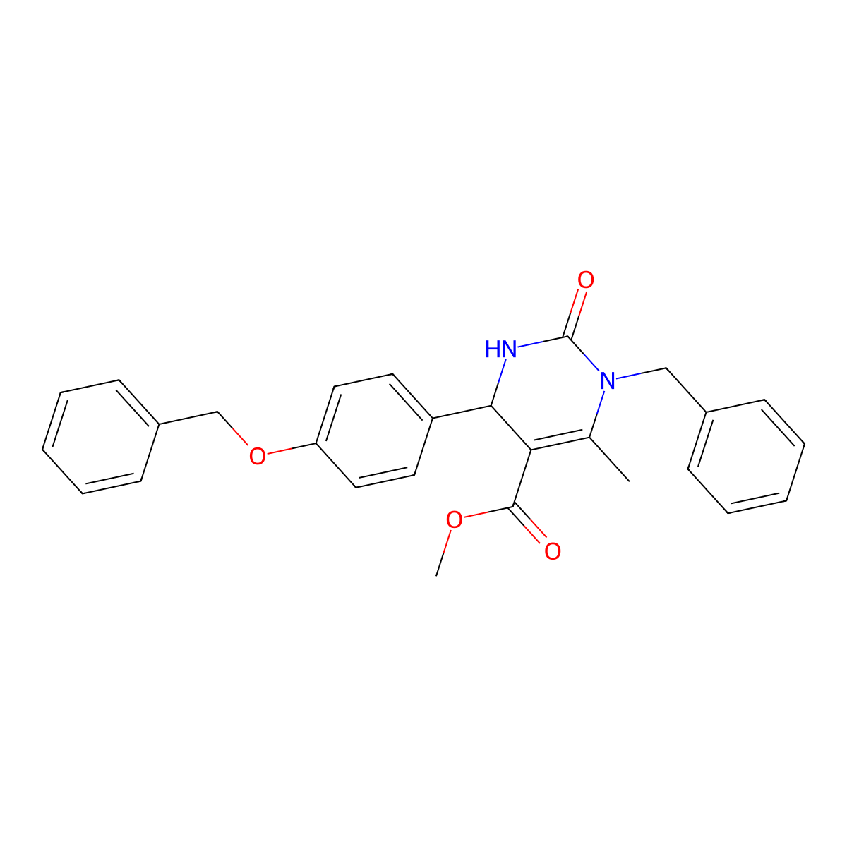Methyl 3-benzyl-4-methyl-2-oxo-6-(4-phenylmethoxyphenyl)-1,6-dihydropyrimidine-5-carboxylate molecular structure, CAS 324042-99-1
