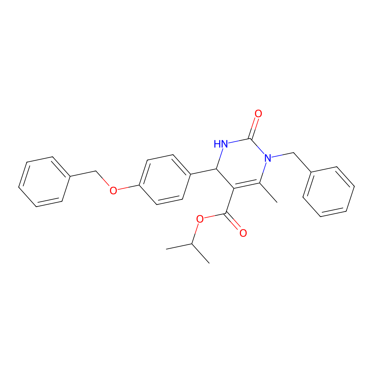 Isopropyl 1-benzyl-4-(4-(benzyloxy)phenyl)-6-methyl-2-oxo-1,2,3,4-tetrahydropyrimidine-5-carboxylate molecular structure, CAS 324043-01-8