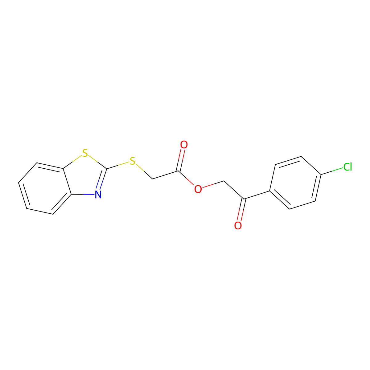 2-(4-Chlorophenyl)-2-oxoethyl 2-(benzo[d]thiazol-2-ylthio)acetate molecular structure, CAS 324044-65-7