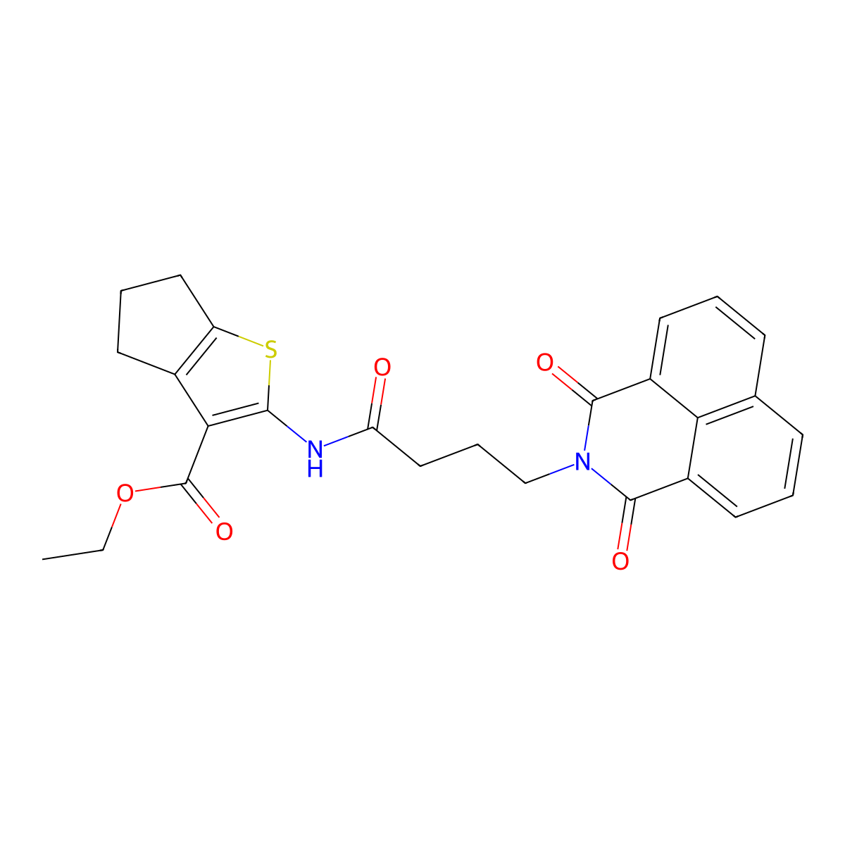 ethyl 2-(4-(1,3-dioxo-1H-benzo[de]isoquinolin-2(3H)-yl)butanamido)-5,6-dihydro-4H-cyclopenta[b]thiophene-3-carboxylate molecular structure, CAS 324044-74-8