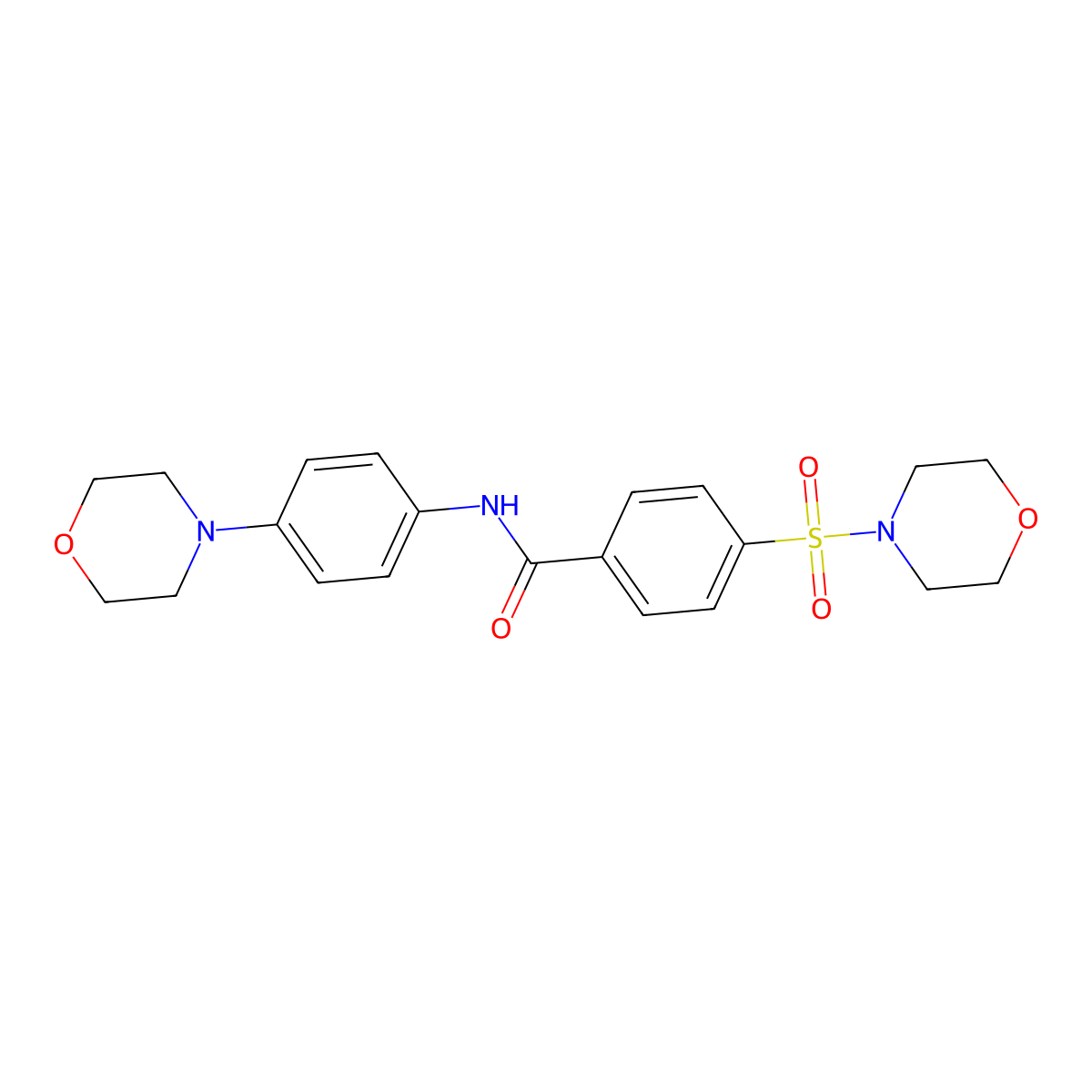 N-(4-morpholin-4-ylphenyl)-4-morpholin-4-ylsulfonylbenzamide molecular structure, CAS 324044-80-6