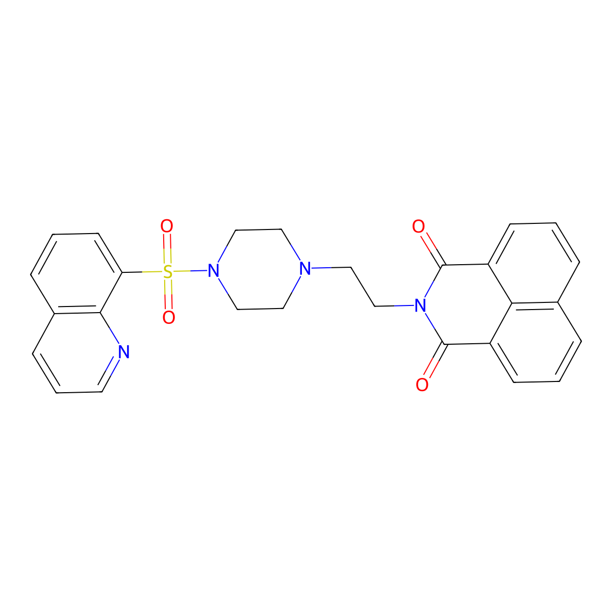 2-(2-(4-(quinolin-8-ylsulfonyl)piperazin-1-yl)ethyl)-1H-benzo[de]isoquinoline-1,3(2H)-dione molecular structure, CAS 324044-82-8