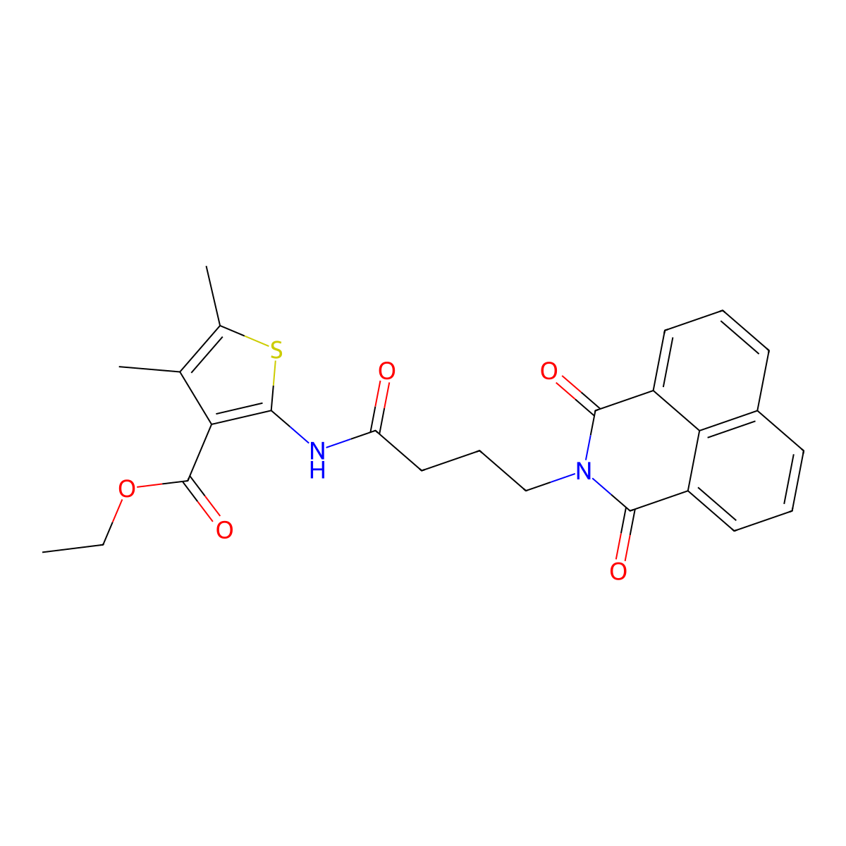 Ethyl 2-[4-(1,3-dioxobenzo[de]isoquinolin-2-yl)butanoylamino]-4,5-dimethylthiophene-3-carboxylate molecular structure, CAS 324044-83-9