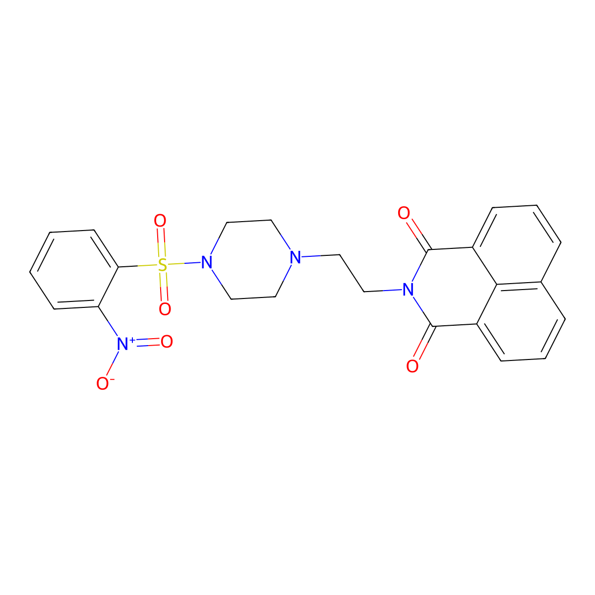 2-(2-(4-((2-nitrophenyl)sulfonyl)piperazin-1-yl)ethyl)-1H-benzo[de]isoquinoline-1,3(2H)-dione molecular structure, CAS 324044-85-1