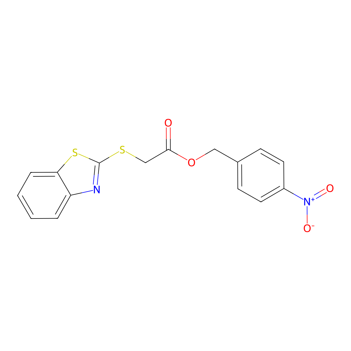(4-Nitrophenyl)methyl 2-(1,3-benzothiazol-2-ylsulfanyl)acetate molecular structure, CAS 324044-86-2