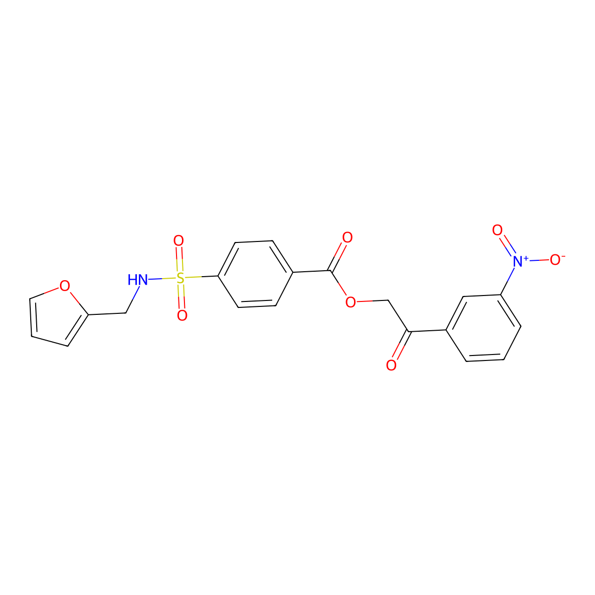 2-(3-Nitrophenyl)-2-oxoethyl 4-[(furan-2-ylmethyl)sulfamoyl]benzoate molecular structure, CAS 324044-89-5