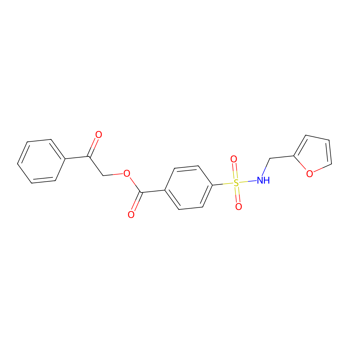 2-Oxo-2-phenylethyl 4-{[(furan-2-yl)methyl]sulfamoyl}benzoate molecular structure, CAS 324045-00-3