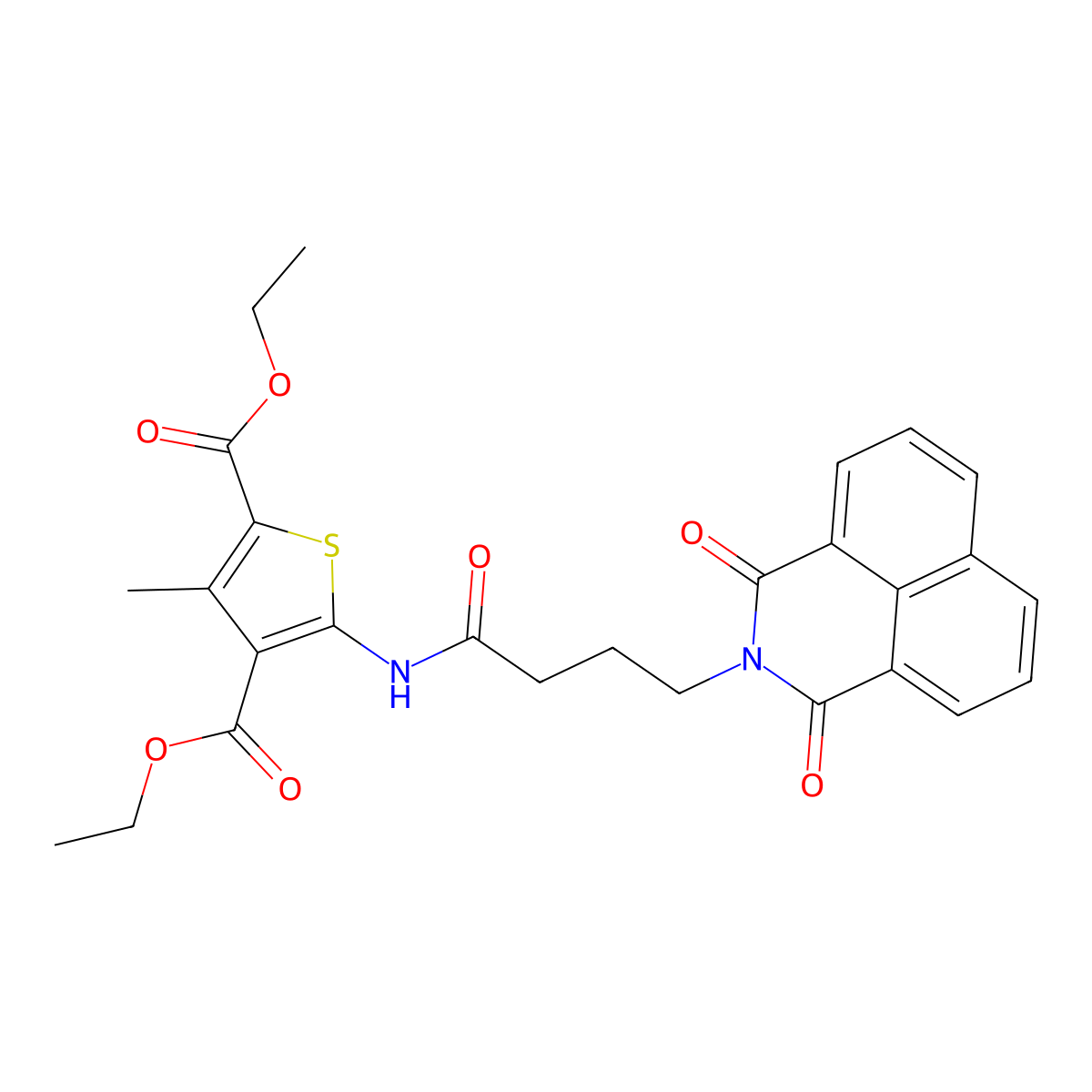 diethyl 5-(4-(1,3-dioxo-1H-benzo[de]isoquinolin-2(3H)-yl)butanamido)-3-methylthiophene-2,4-dicarboxylate molecular structure, CAS 324045-05-8