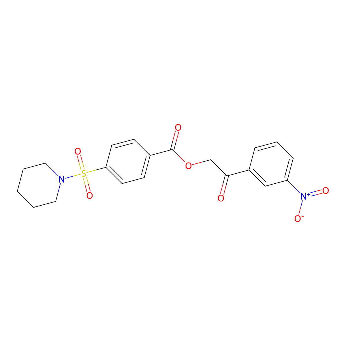 2-(3-Nitrophenyl)-2-oxoethyl 4-(piperidin-1-ylsulfonyl)benzoate molecular structure, CAS 324045-08-1