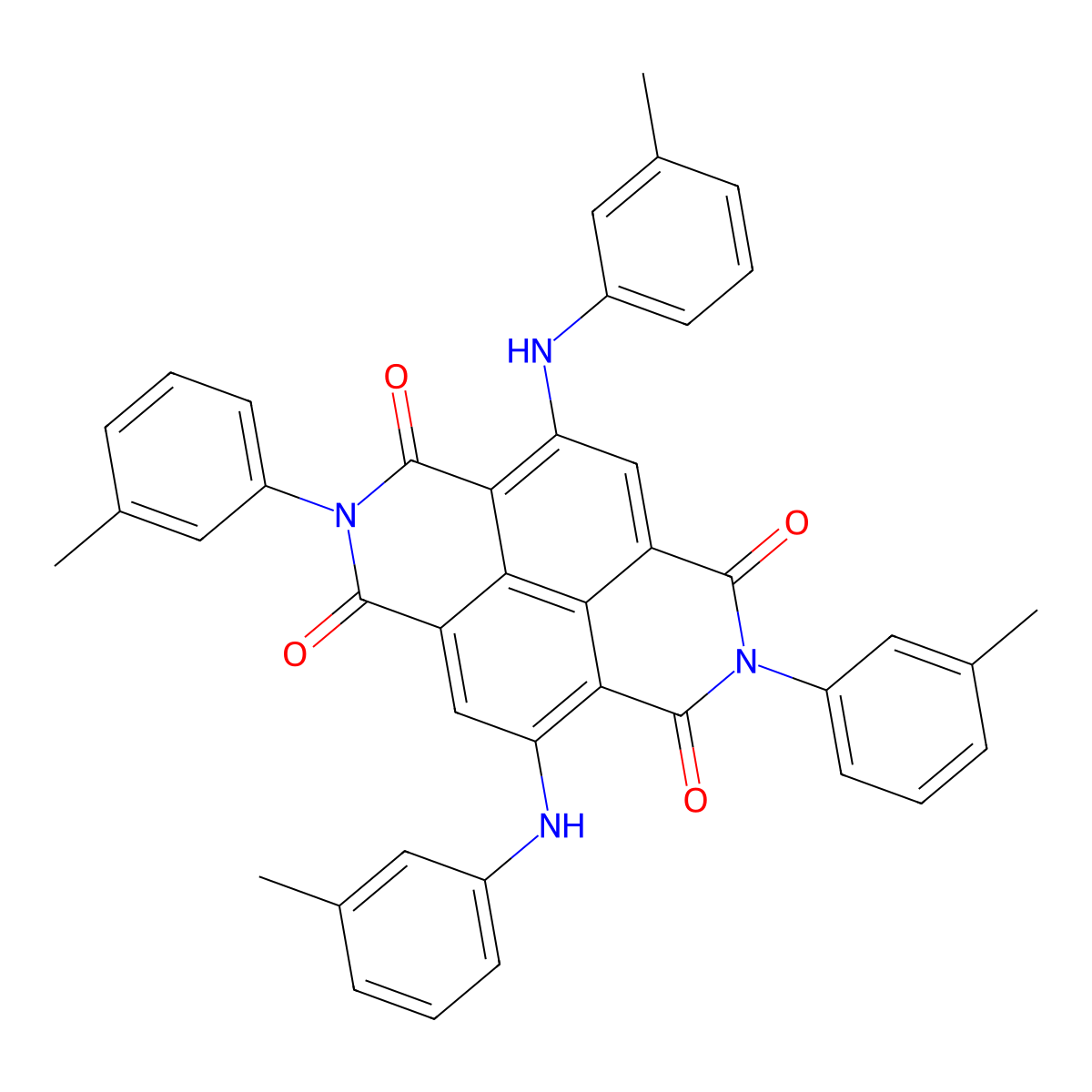 2,7-Bis(3-methylphenyl)-4,9-DI(3-toluidino)benzo[lmn][3,8]phenanthroline-1,3,6,8(2H,7H)-tetrone molecular structure, CAS 324045-26-3