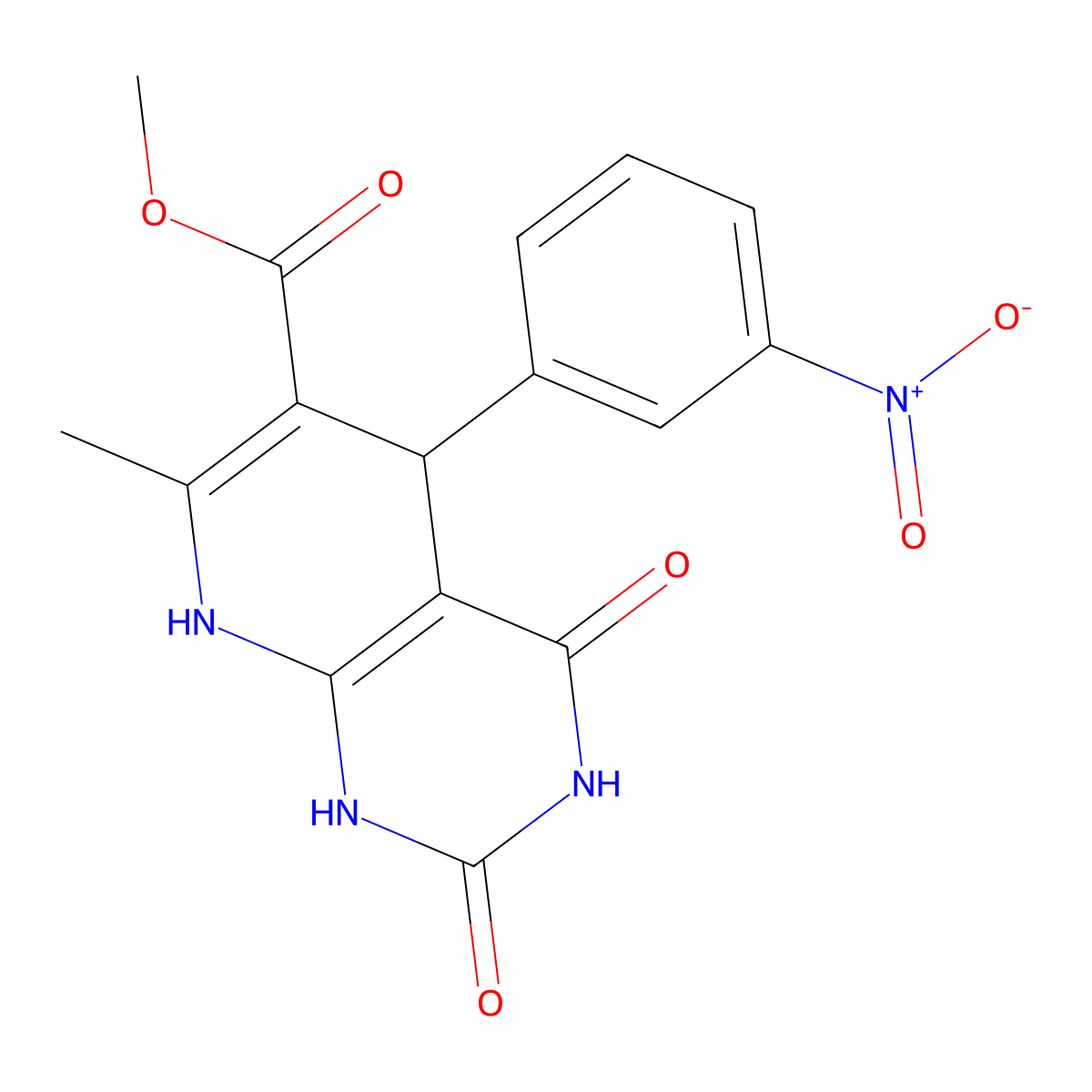 Methyl 7-methyl-5-(3-nitrophenyl)-2,4-dioxo-1,2,3,4,5,8-hexahydropyrido[2,3-d]pyrimidine-6-carboxylate molecular structure, CAS 324045-91-2