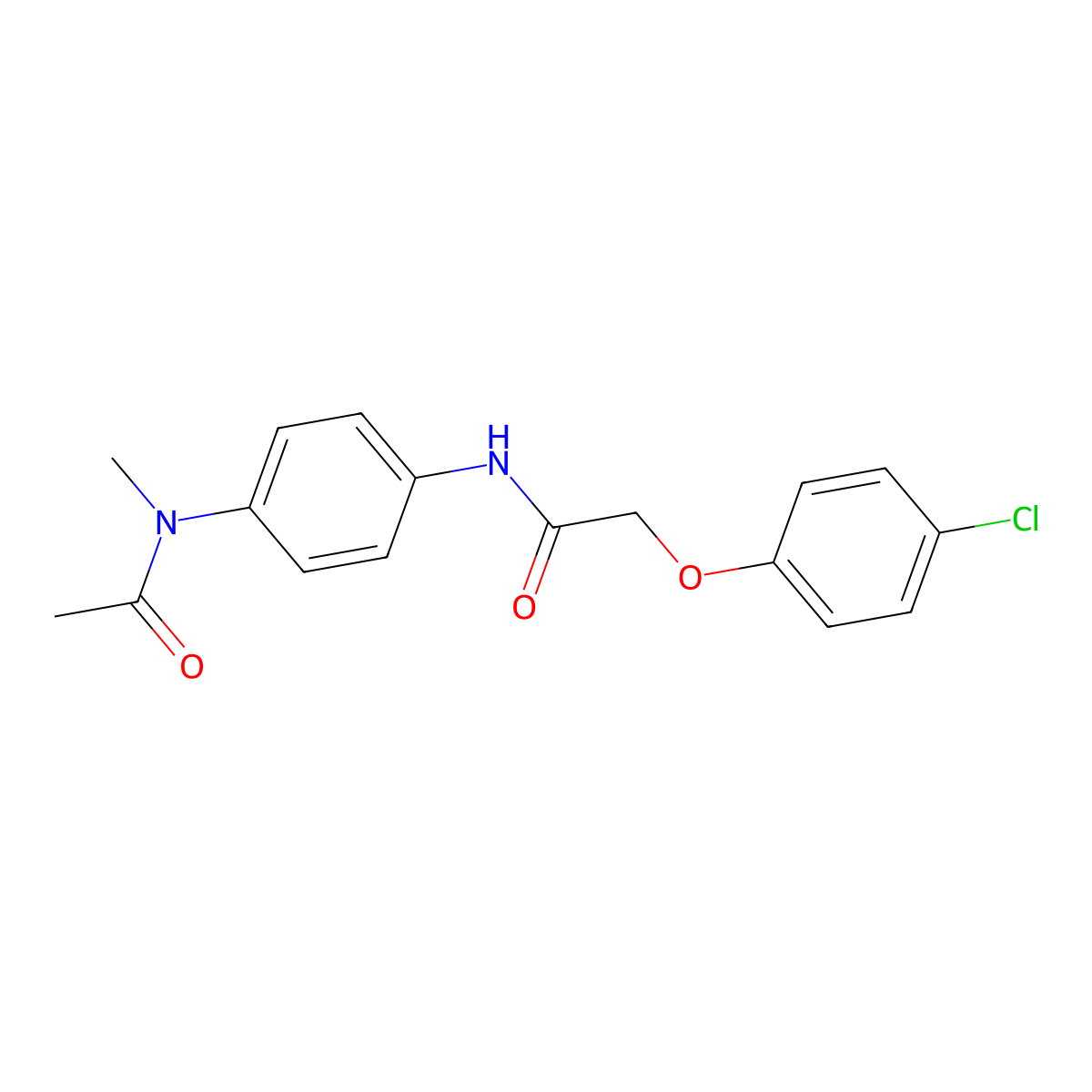 N-{4-[acetyl(methyl)amino]phenyl}-2-(4-chlorophenoxy)acetamide molecular structure, CAS 324046-66-4