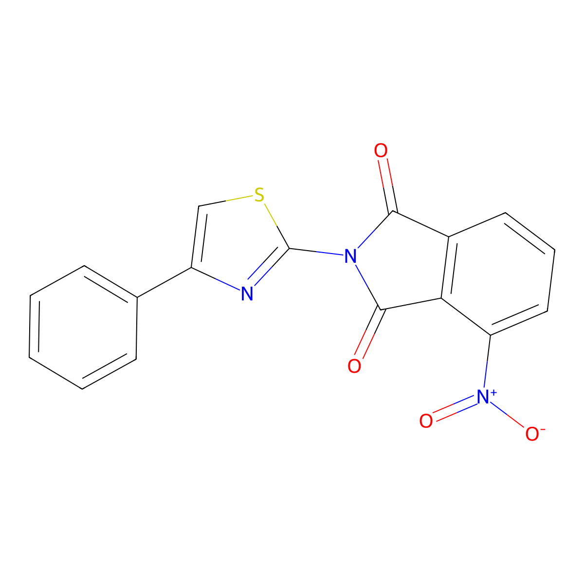 4-Nitro-2-(4-phenylthiazol-2-yl)isoindoline-1,3-dione molecular structure, CAS 324049-77-6