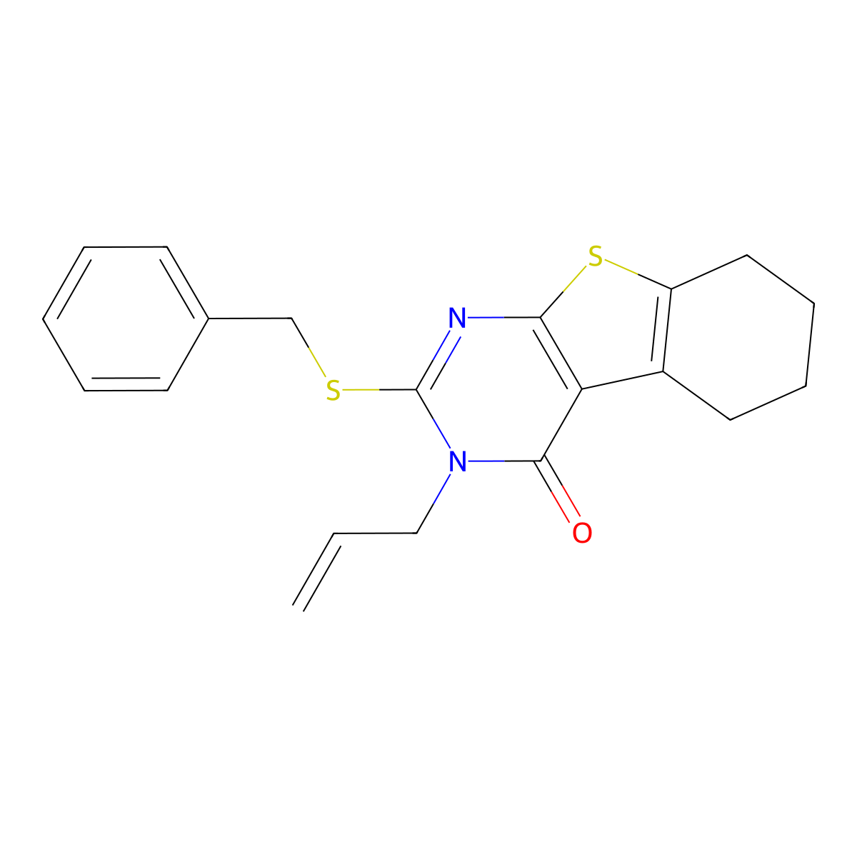 2-(benzylsulfanyl)-3-(prop-2-en-1-yl)-5,6,7,8-tetrahydro[1]benzothieno[2,3-d]pyrimidin-4(3H)-one molecular structure, CAS 324049-97-0