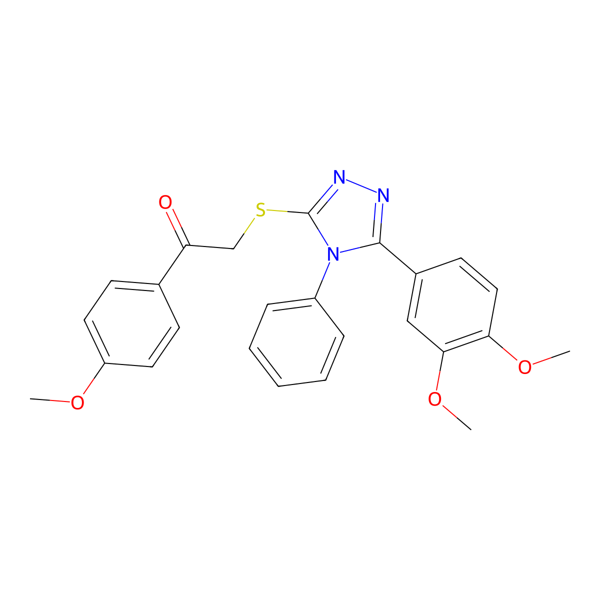 2-[[5-(3,4-Dimethoxyphenyl)-4-phenyl-1,2,4-triazol-3-yl]sulfanyl]-1-(4-methoxyphenyl)ethanone molecular structure, CAS 324052-32-6