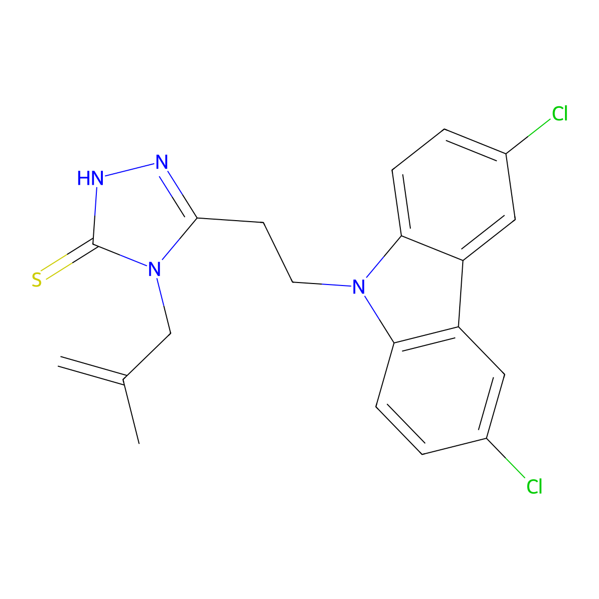 5-[2-(3,6-dichloro-9H-carbazol-9-yl)ethyl]-4-(2-methylprop-2-en-1-yl)-4H-1,2,4-triazole-3-thiol molecular structure, CAS 324052-36-0