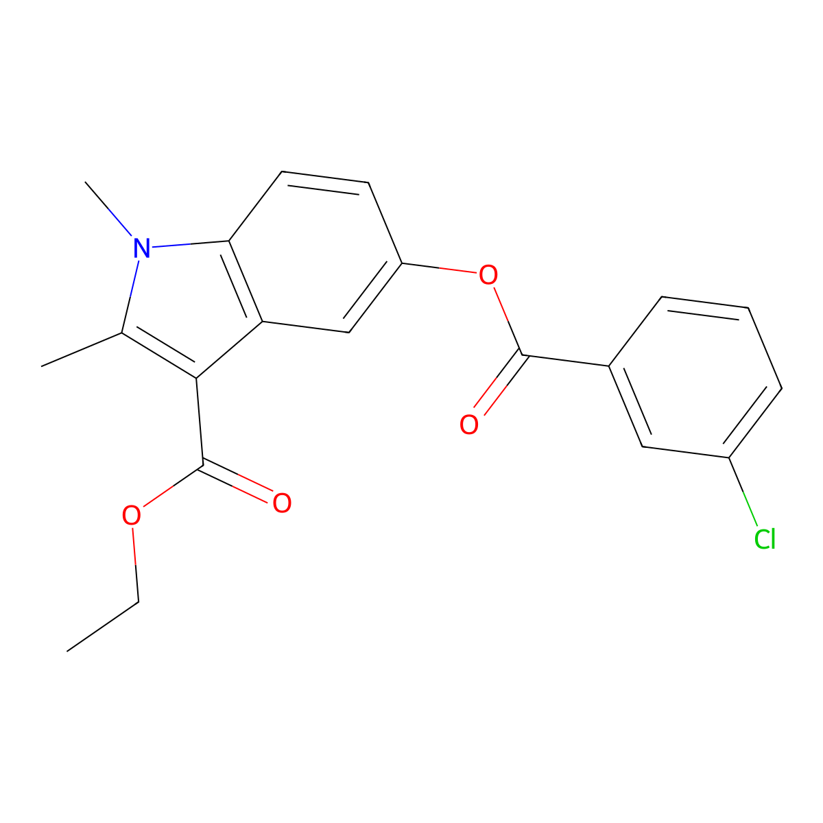 ethyl 5-[(3-chlorobenzoyl)oxy]-1,2-dimethyl-1H-indole-3-carboxylate molecular structure, CAS 324055-85-8