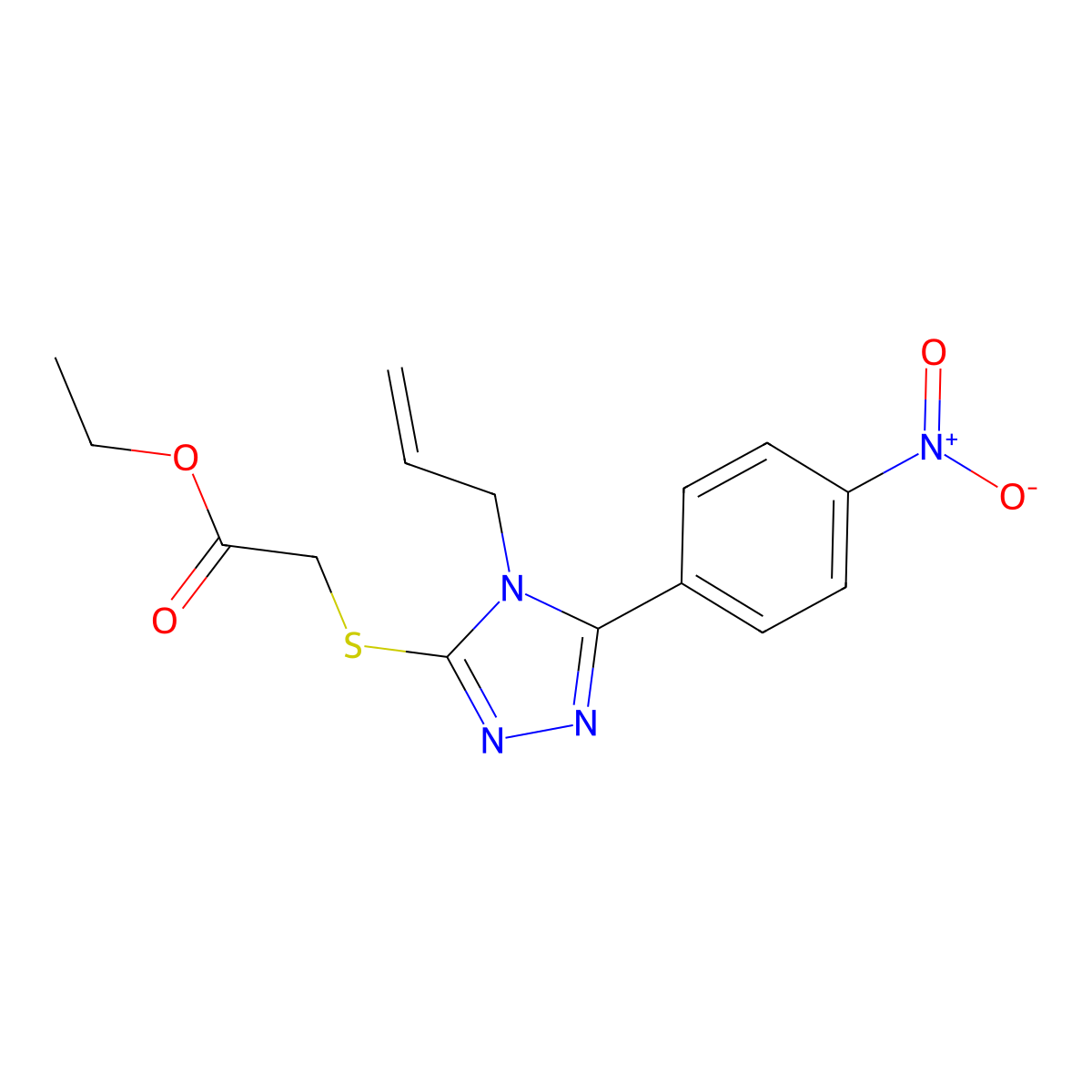 ethyl 2-{[5-(4-nitrophenyl)-4-(prop-2-en-1-yl)-4H-1,2,4-triazol-3-yl]sulfanyl}acetate molecular structure, CAS 324057-24-1