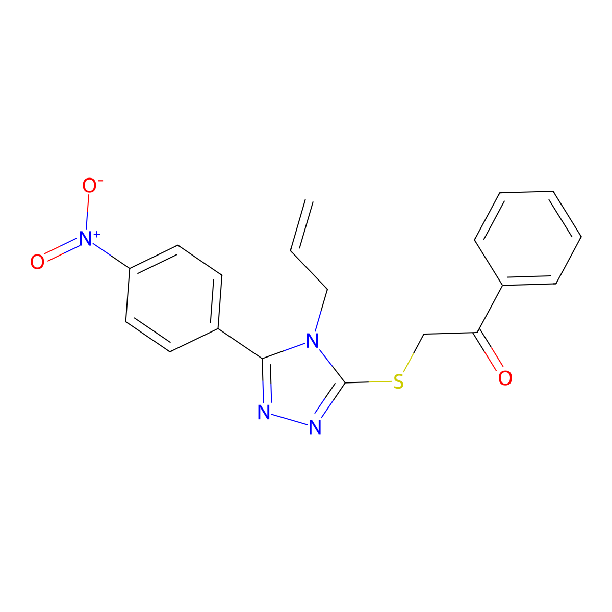 2-[[5-(4-Nitrophenyl)-4-prop-2-enyl-1,2,4-triazol-3-yl]sulfanyl]-1-phenylethanone molecular structure, CAS 324057-25-2