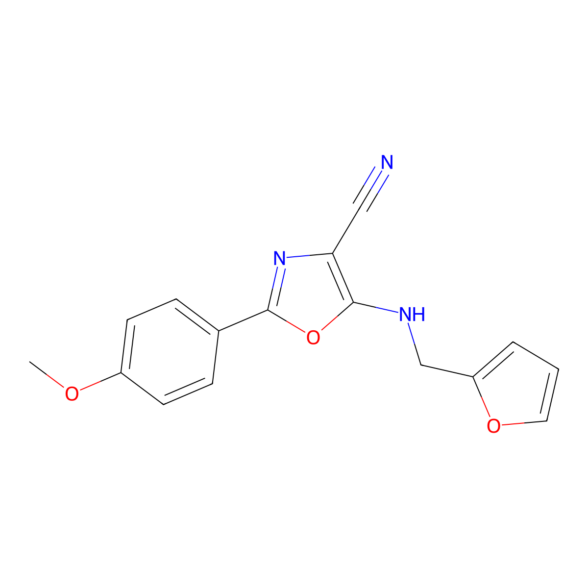 5-(2-Furanylmethylamino)-2-(4-methoxyphenyl)-4-oxazolecarbonitrile molecular structure, CAS 324057-50-3