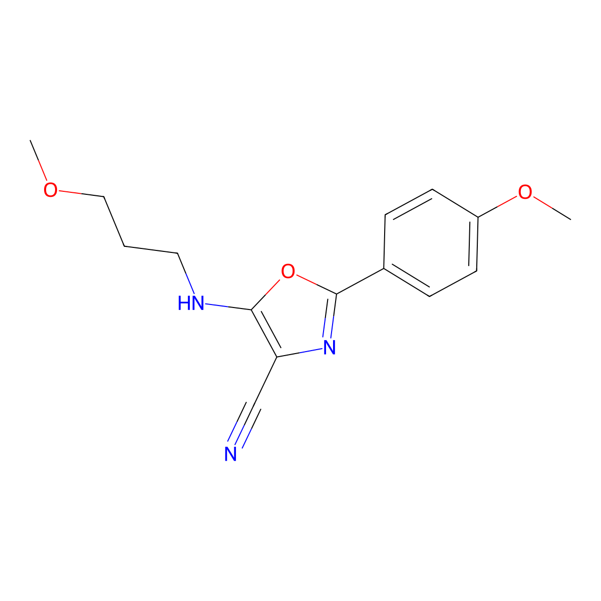2-(4-Methoxyphenyl)-5-(3-methoxypropylamino)-1,3-oxazole-4-carbonitrile molecular structure, CAS 324057-58-1