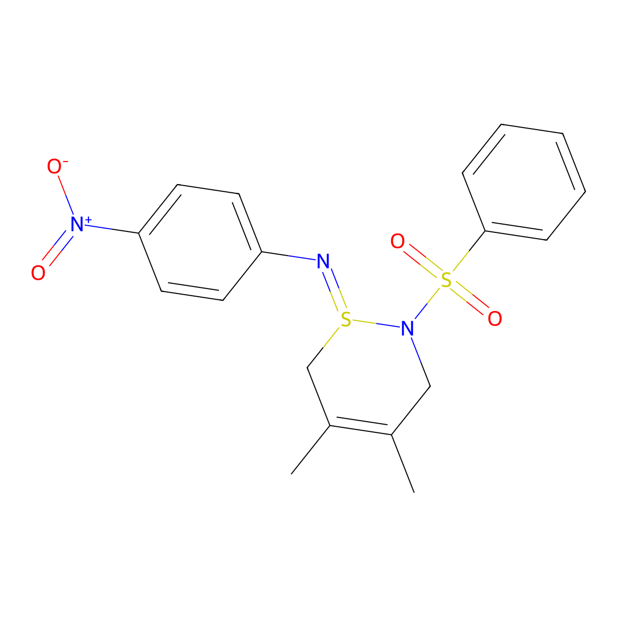 2-(Benzenesulfonyl)-4,5-dimethyl-1-(4-nitrophenyl)imino-3,6-dihydrothiazine molecular structure, CAS 324057-81-0
