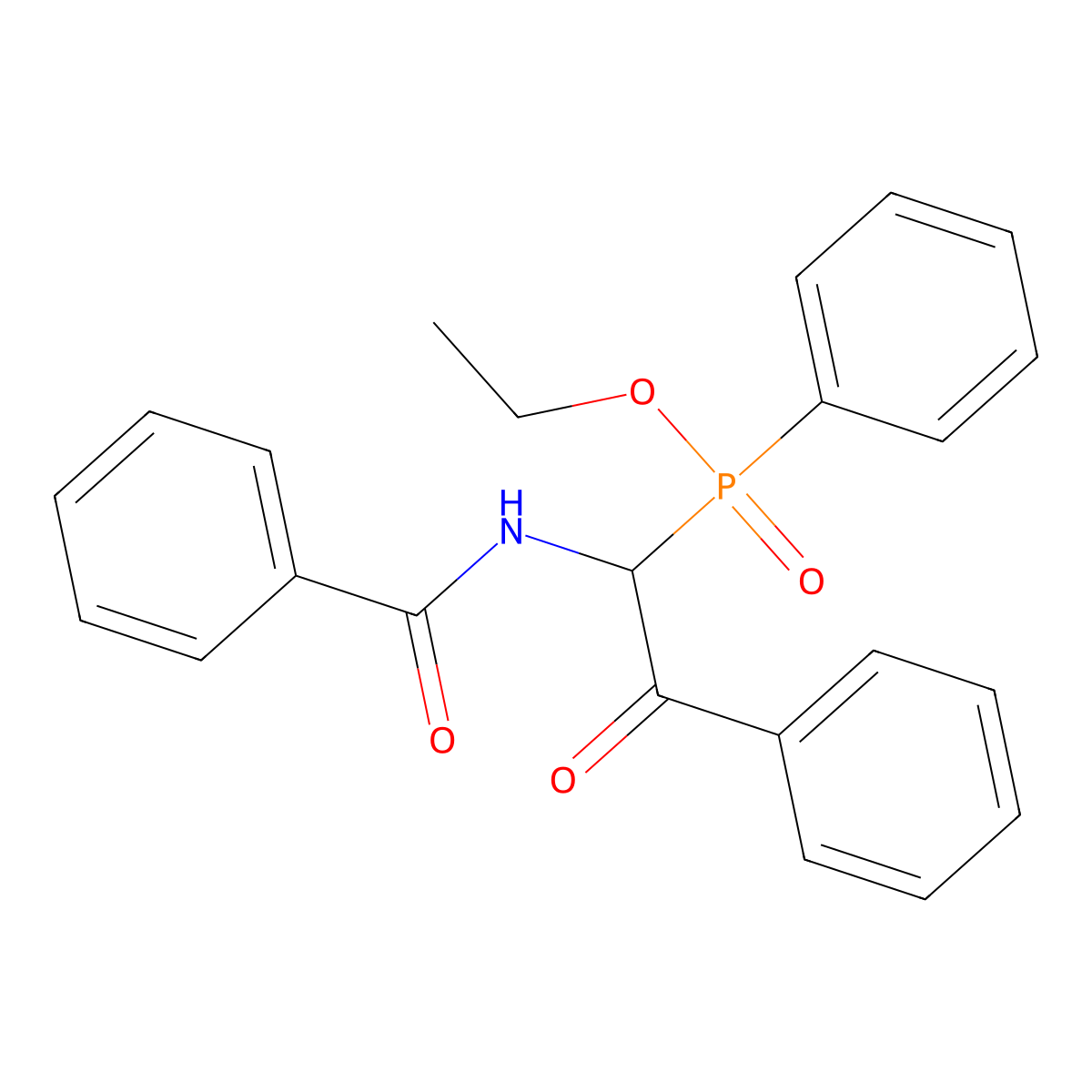 Ethyl (1-benzamido-2-oxo-2-phenylethyl)(phenyl)phosphinate molecular structure, CAS 324057-89-8
