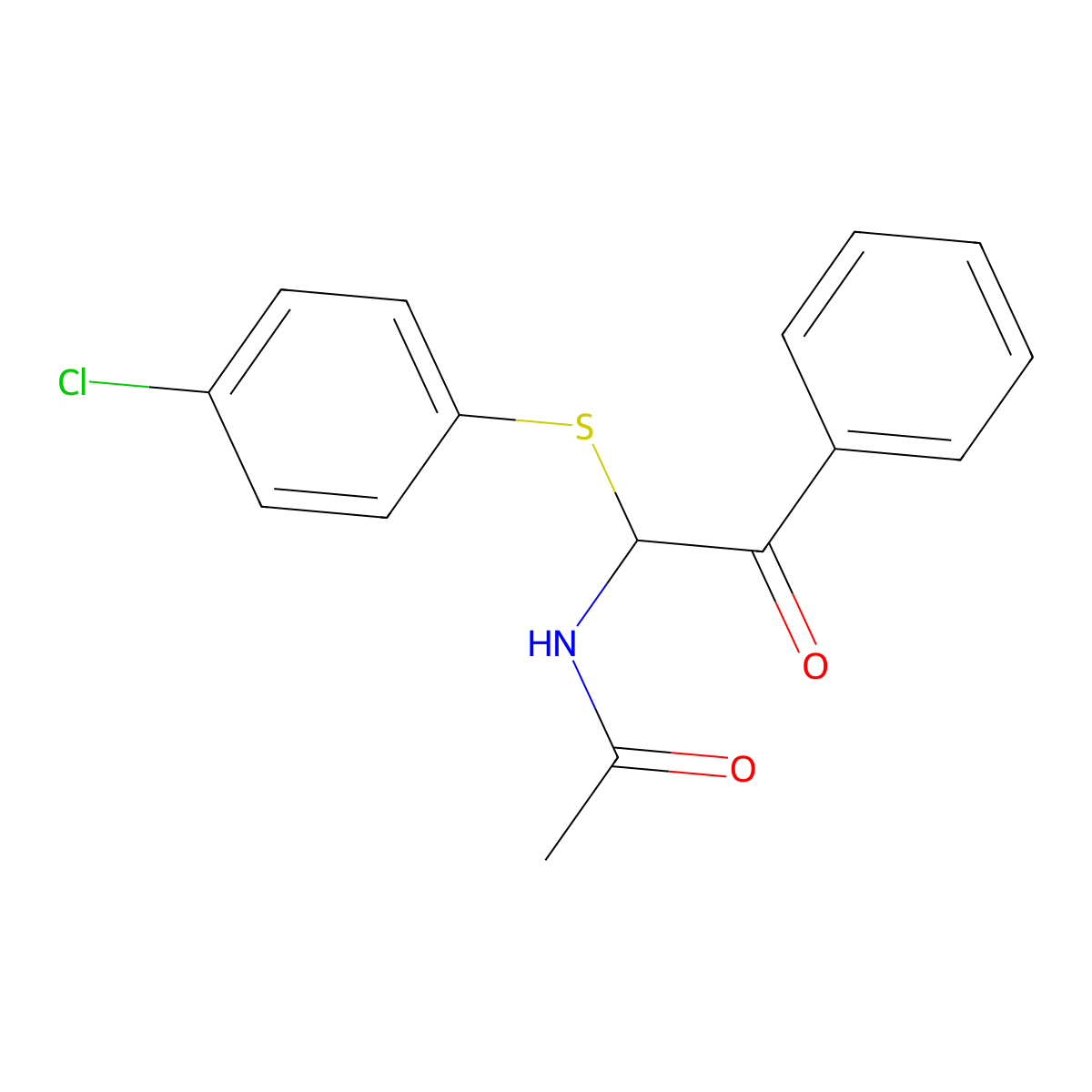 N-{1-[(4-chlorophenyl)sulfanyl]-2-oxo-2-phenylethyl}acetamide molecular structure, CAS 324058-08-4